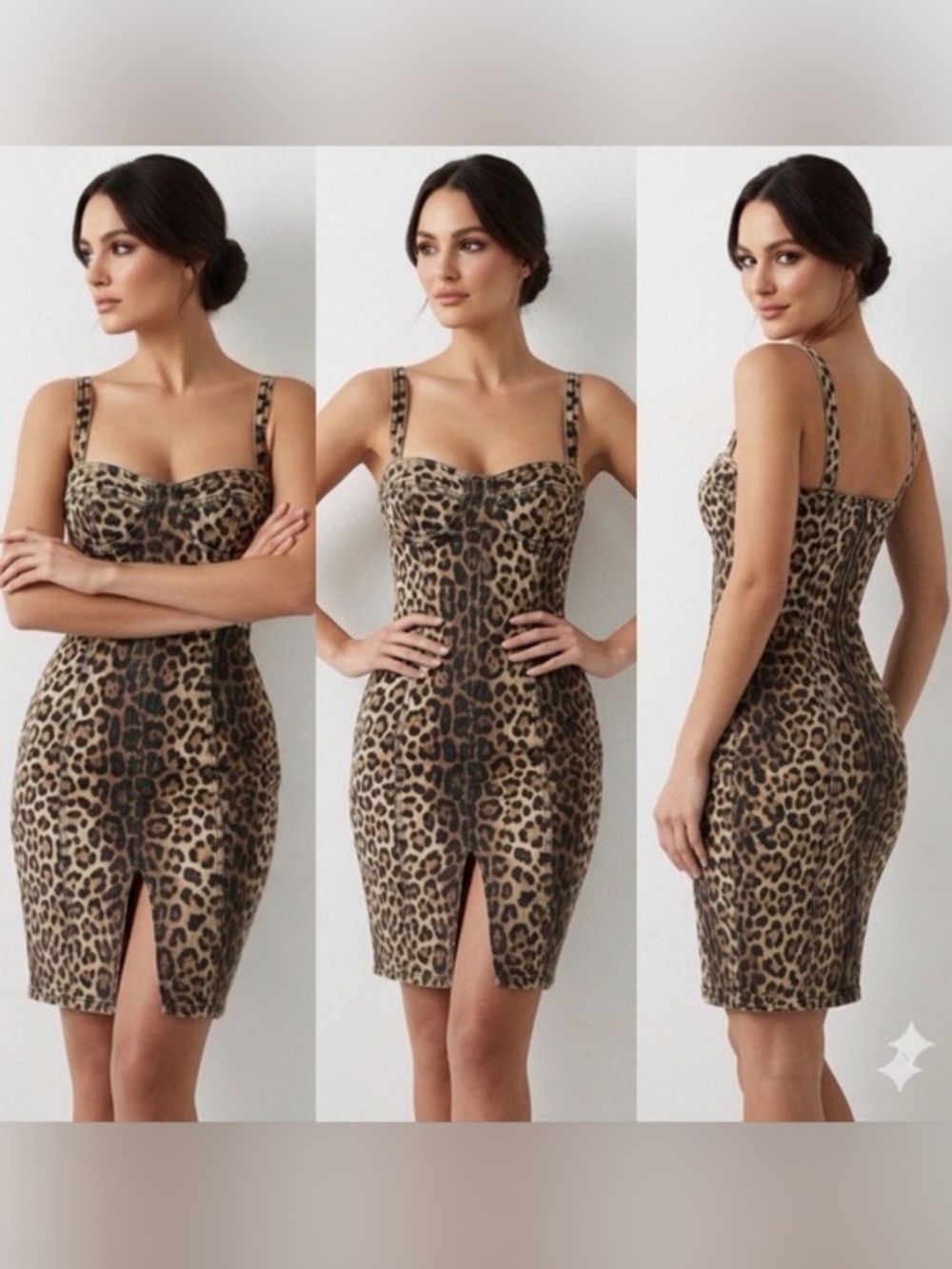 NWT Red Leopard Print Frill Hem Midi Dress